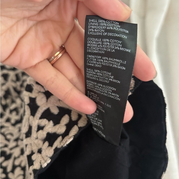 Anthropologie Black and Cream Embroidered Crop Top - Picture 5 of 8